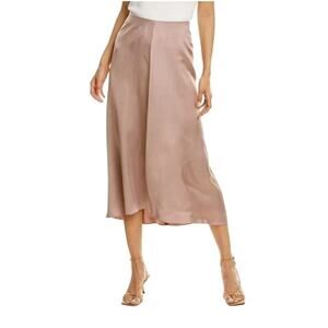 Vince New Women Draped Satin Midi Skirt Pink Locus Shell 4 Feminine Quiet Luxury